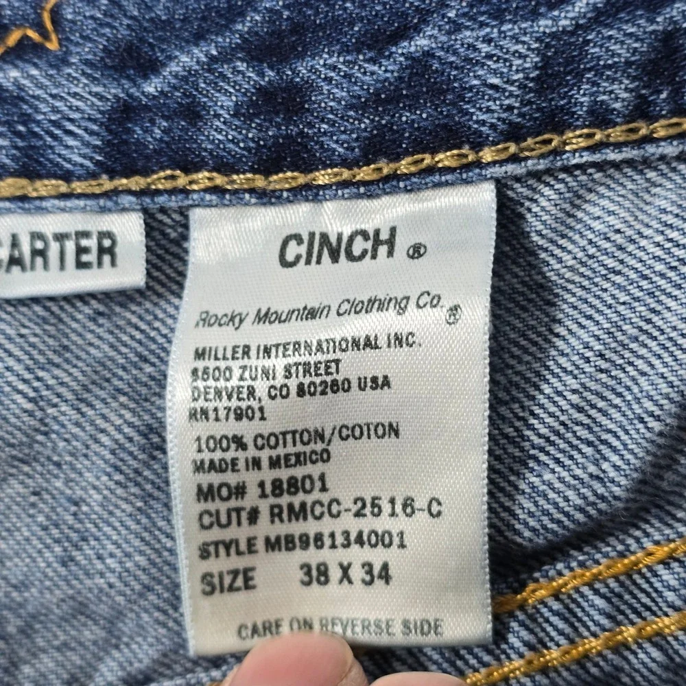 Cinch Carter Mens Relaxed Fit Western Jeans Blue MB96134001 38x34